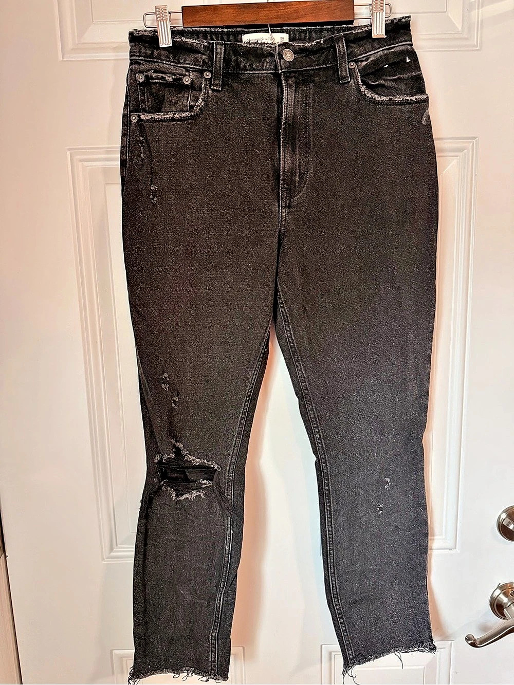 Abercrombie & Fitch Curve Love The Skinny High Rise Raw Edge Hem Jeans Skinny